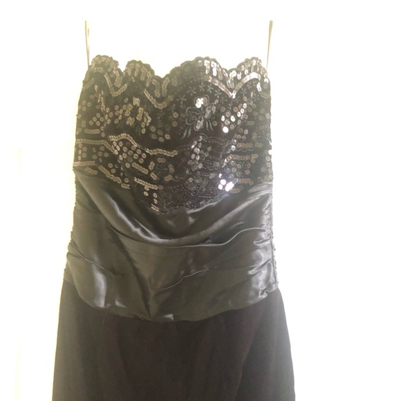 vintage Scott McClintock black sequin bodice satin big bow train dress - Picture 4 of 6